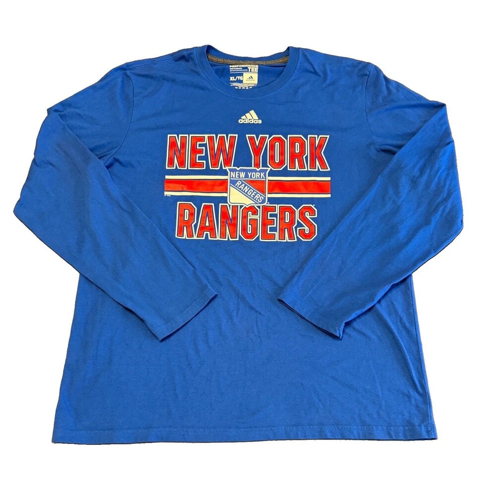 Adidas New York Rangers Blue Long Sleeve Tshirt Mens XL Blue Performance Tee